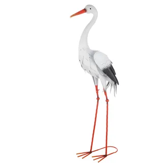 Gilde Storch aus Metall - weiß - Höhe 91 cm - Vogelmotiv - Garten - Deko - Skulptur - Outdoor