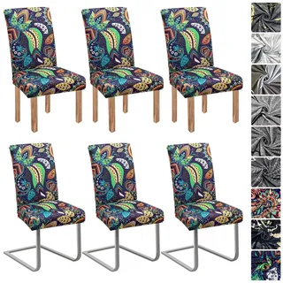 Stretch Stuhlhussen 6er Set Schwingstuhlbezug abnehmbar waschbar für Esszimmer Restaurant Bankett (Spaß B)