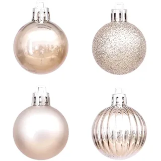 Wellhome Weihnachtskugel-set In Pet-röhre Mit Verschiedenen Designs Und Oberflächen 100 Stücke - White / Gold - One Size