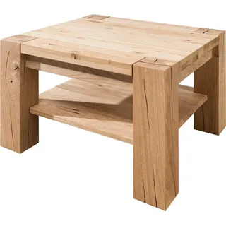 MASSIVMOEBEL24.DE Couchtisch Wildeiche 70x70x45 beige geölt KENT #214 - Beige