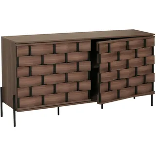 Mendler Sideboard HWC-M44, Kommode Schrank Anrichte, 3D-Flecht-Design Push-to-open Türen 152x80x40cm, braun