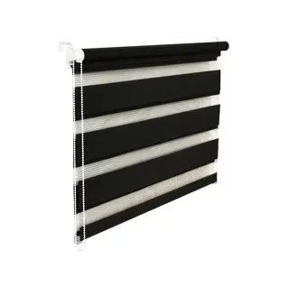 Doppelrollo Duorollo 120 cm breit 200 cm lang schwarz inkl. Seilzug Fensterrollo Klemmrollo Jalousie