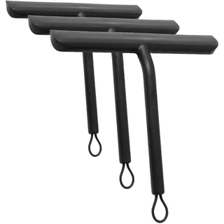 Vinabo Duschabzieher, Abdruckfrei Reinigender Duschabzieher Schwarz für Glastüren, mit Ständer, Dusch Abzieher Wischer für Dusche,Badezimmer,Spiegel,Glas-Reinigung,Fliesen,21cm (Packung mit 3)