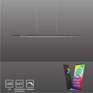 Paul Neuhaus LED Pendelleuchte Q-ARIAN Pendellampe mit beleuchtetem Deckenkasten, CCT RGB Anthrazit Esszimmer, Küche 2569-13 - Grau