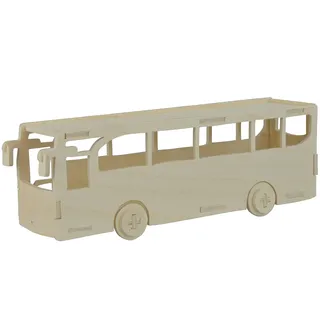 Peter Bausch GmbH & Co. KG Pebaro 851/6 Holzbausatz Bus, 3D Puzzle, Modellbausatz, Basteln mit Holz, Holzpuzzle, Bastelset, vorgestanzte Holzplatte, inkl. Schmirgelpapier, ausbrechen, zusammenstecken, fertig, Geschenkidee