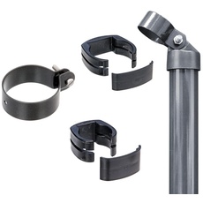 Alberts 601874 Zaunanschluss-Set Wellengittertor an Schweißgitter Fix-Clip Pro® | Set,2s | zinkphosphatiert anthrazit-metallic | zum Einbetonieren | Torpfosten-Ø: 60 mm | Zaunhöhe: 1020 mm