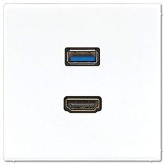 Jung HDMI/USB 3.0 Platte für L-Serie mit Metallring alpinweiß