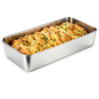 Edelstahl Rechteckig Brotbackfor, Kastenform Groß Brotform für Kuchen, Brot und Toast, Kastenbackform Backform Königskuchenform Gesund & Ungiftig, Leicht zu reinigen & Spülmaschinenfest 33x15x6.5cm
