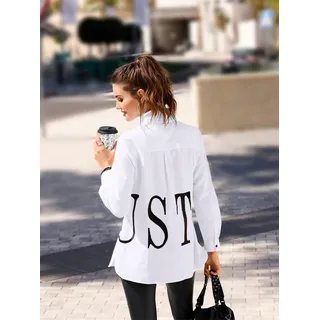 Longbluse INSPIRATIONEN, Damen, Gr. 46, schwarz-weiß (weiß, schwarz), 50% Baumwolle, 50% Polyester, gemustert, mehrfarbig, unifarben, Blusen Longbluse