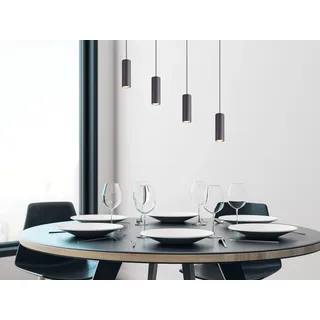 4 flammige Pendelleuchte für Wohnzimmer, Schlafzimmer, Küche schwarz matt Metall - Schwarz