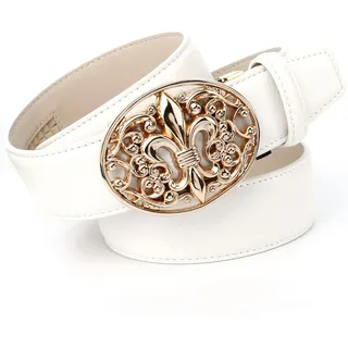 Ledergürtel ANTHONI CROWN, Herren, Gr. 110, weiß, Leder, unifarben, Gürtel Ledergürtel, mit Lilie und Ornamenten