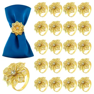INTERWARM 60 Stück Serviettenring Mit Blumenmuster Ausgehöhlter Serviettenring Mit Blumenmuster Für Den Esstisch – Ideal Für Partys Hochzeiten Bankette Weihnachten Familienfeiern Und Abschlussbälle.
