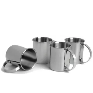 ECHTWERK Moscow Mule Becherset, 4-tlg, Bruchsichere Edelstahl-Gläser, Cocktail-Set, Cocktailgläser perfekt für Gin, Vodka, Bier und Kaltgetränke, Geschenkset, Silber-Edition, 1000 ml