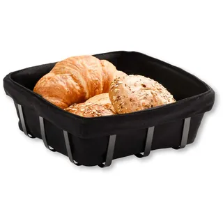 KESPER Brot- und Obstkorb, Metall, Maße: 22 x 22 x 9,5 cm, Farbe: schwarz