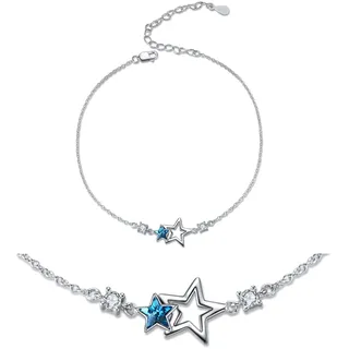YAFEINI Stern Fußkettchen für Damen 925 Sterling Silber Stern fußkette Gliederketten Sommer Schmuck Geschenke