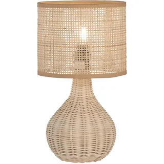 Fischer & Honsel Tischleuchte, Nature | Rebe natur| Lampenschirm Rebestrick natur| H: 37,00 cm, D: 20,00 cm| mit Schnurschalter schaltbar| 1x E14 max. 25 Watt ohne Leuchtmittel | 50733