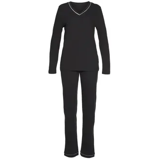 VIVANCE Dreams Pyjama 2 tlg. mit Kontrastpaspel-Details, schwarz,