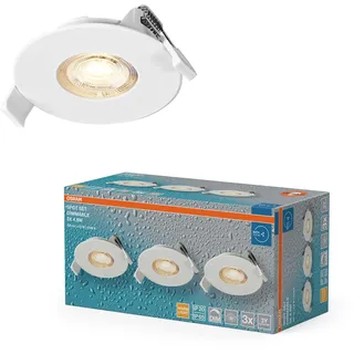 OSRAM Spot Set LED Einbaustrahler DIM IP65 4,9W Weiß, 3er Set Außenbereich dimmbar, warmweiß 2700K, Outdoor