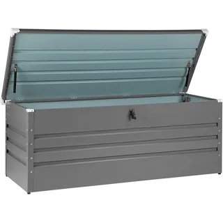 BELIANI Gartentruhe Grau Metall 600 L 165 x 70 cm Wasserdicht Abschließbar mit Deckel Garten Terrasse Aufbewahrungsbox Gartenbox Kissenbox Auflagenbox - Grau