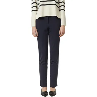 Stoffhose COMMA, Damen, Gr. 44, N-Gr, navy, Web, Obermaterial: 50% Viskose, 42% Polyamid, 8% Elasthan, unifarben, gerade, unten schmal lang, Hosen Stoffhose, mit Bundfalte und Viskose-Stretch