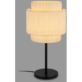 BRILONER - Tischlampe mit Bastschirm, Kabelschalter, E27, max. 10W, Lampe, Boho, aesthetic, Nachttischlampe, Tischleuchte, Dekolampe Flur, Bürolampe, Leselampe, Wohnzimmer, 25x49,5 cm (DxH), Natur