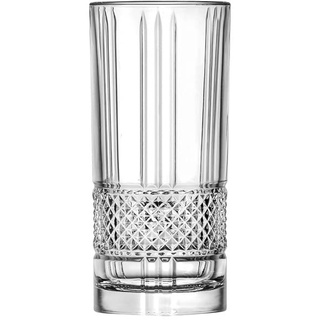 RCR 26719020006 Brillante Longdrinkgläser, Luxion Kristall Set mit 6 Stück, 370ml Hi-Ball, Cocktail Trinkgläser Für Wasser, Made in Italy, spülmaschinenfest, für Jungvermählte und neue Hausbesitzer