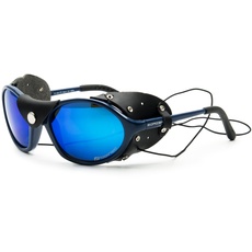 Daisan schwarze Gletscherbrille Bergsteigerbrille Sonnenbrille mit Kat. 4 Gläser 100% UV Schutz (Blau)