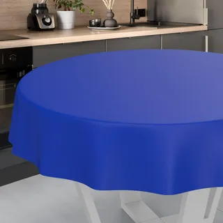 ANRO Wachstuch-Tischdecke abwaschbar Rund 140 cm Blau
