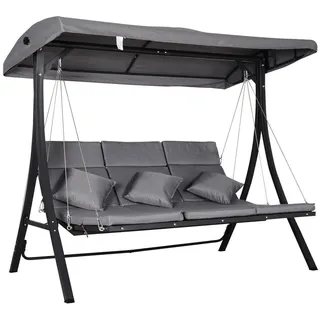 Outsunny Hollywoodschaukel, mit Sonnendach,Metall, Texteline, Grau, 200 x 115 x 168 cm , 115x168x200 cm , Gartenmöbel, Gartenschaukeln, Hollywoodschaukeln