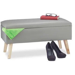 Relaxdays Truhenbank gepolstert Grau 40 x 80 x 39,5 cm