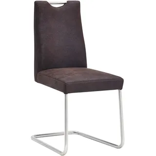 Moderano Schwingstuhl , Edelstahlfarben, Dunkelbraun , Metall, Textil , Rundrohr , 47x100x61 cm , Goldenes M , Beinauswahl, Lederauswahl, Stoffauswahl, Typenauswahl , Esszimmer, Stühle, Schwingstühle