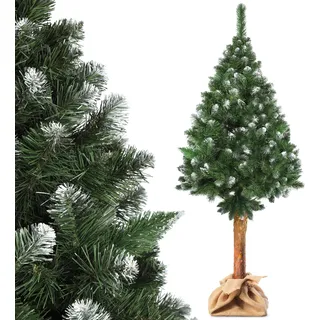 KADAX künstlicher Weihnachtsbaum auf einem Stamm 220 cm, Kiefer Tannenbaum O ca. 110 cm mit schneebe - Grün