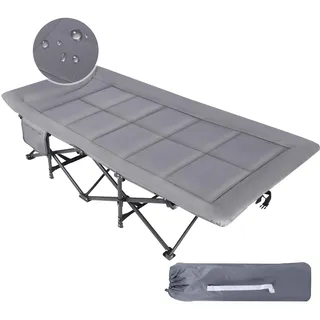 REDCAMP XL Feldbett mit Weich Auflage für Erwachsene 226 kg, Extra Breite Robust klappbett Campingbett Gästebett klappbar, Betten für Outdoor Camping Reisen Büro Indoor,Grau(technologietuch