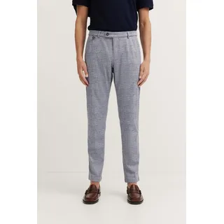 Chinohose BUGATTI, Herren, Gr. 34, Länge 30, blau (380, marine), 77% Polyester, 17% Viskose, 6% Elasthan, kariert, normal, Hosen Chinohose, mit Stretchfunktion