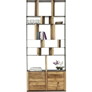 Kare Design Raumteilerregale Storm, Holzregal, Push-to-open Türen, Massivholz, Freistehend, mit 2 Türen, Bücherregal, Standregal, Wohnzimmer, Büro, Flur, 234x100x30 cm (H/B/T)