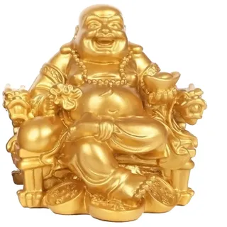 Elionless Lachender Buddha-Statue, chinesische Feng Shui Lachender Buddha-Figur Ornament Home Office Dekoration ziehen Reichtum und Glück an (Gold)