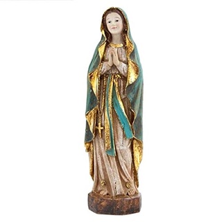 DRW Figur Jungfrau Lourdes Altes Holz, handbemalt, Harz, 20 cm