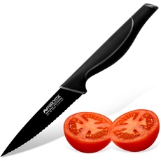 Küchenmesser Wave 23 cm – Gezahnte Klinge mit 11 cm – Scharfes Messer in Profi-Qualität für Obst, Gemüse & Co – Beschichtete Klinge für einfacheres Schneiden – Soft-Touch-Griff