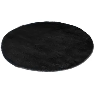 Fellteppich OBSESSION "My Cha Cha 535", schwarz, H:18mm Ø:80cm, Kunstfaser, Teppiche, Fellteppich, Kunstfell, besonders weich - ein echter Kuschelteppich