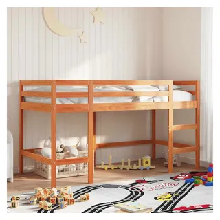 vidaXL Hochbett mit Leiter 90 x 190 cm Kiefer massiv braun