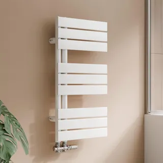 S'AFIELINA 762x400mm Design Badheizkörper Handtuchheizkörper Weiß Flach Paneel Seitenanschlusss Heizkörper für Bad Handtuchtrockner 342 Watt - Weiß