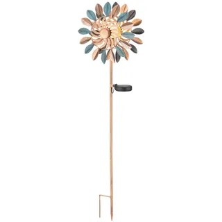 Ambia Garden Solarleuchte , Blau, Kupferfarben , Metall, Kunststoff, Glas , Blume , 12x92x25 cm , Ce , mit Schalter , Dekoration, Gartendeko