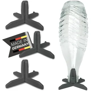 Waldana© Abtropfgestell für Flaschen (4 Stk.) passend für SodaStream Glaskaraffe I Eingetragenes Design I Bio-Kunststoff I Trinkflasche Babyflasche Trocken Ständer Gestell (Anthrazit)