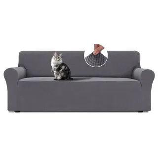 BellaHills Stretch Wasserdicht Sofabezug 3 Sitzer (185-215cm) Moderne Sofaüberwurf Polyester Elastische Sofahusse für Wohnzimmer Protector, Grau