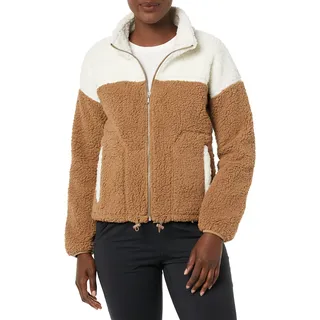 Amazon Essentials Damen Sherpa-Fleecejacke mit Langem Reißverschluss, Elfenbein Bräunen Shearling, XS