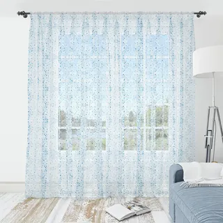 ABAKUHAUS Geometrisch Wandteppich, Überlappende Kreise Schneidene mit kleinen Runden Spots Ellipsen, Wohnzimmer Schlafzimmer seidiges Satin Wandtuch, 240 cm x 274 cm, Himmelblau und Nachtblau - Himmelblau