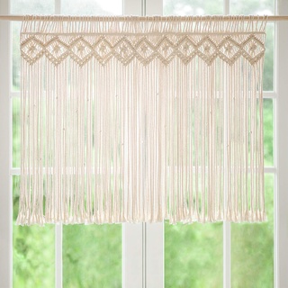 Mkono Makramee Vorhang Fenster Wandbehang Boho Deko Gewebt Wandteppich Wanddeko Outdoor Vorhang für Hochzeit Dekoration Wohnung, 89 X 66cm