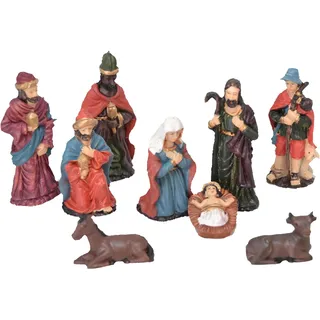 Z&H Krippenfigur, Miniatur-Krippe, 9-teiliges Set, 10 cm, Maria, Josef und Jesuskind, religiöse Szene, Geburt Jesu