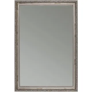 CLAMARO Viktor Wandspiegel Barock Antik Holzrahmen, 60 x 125 cm, Echtglas | Fichtenholz-Rahmen, HDF-Rückwand, Metall-Aufhänger für Hoch- und Querformat, handgefertigt in Deutschland, Grau Silber