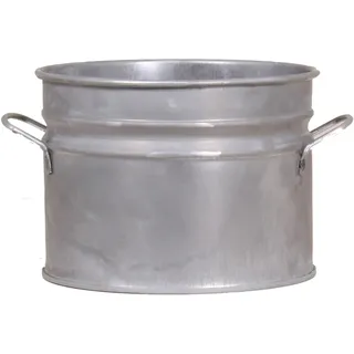 Zink-Übertopf mit Griffen Ø 16 cm x 13 cm Silber